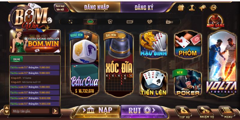 Bomwin Giải trí với kho game casino đa dạng, phong phú